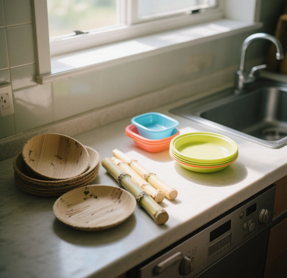 Comparison of bagasse packaging and traditional plastic packaging